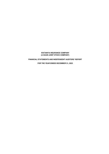 Thumbnail Wataniya Insurance Company Financial Statement 2022