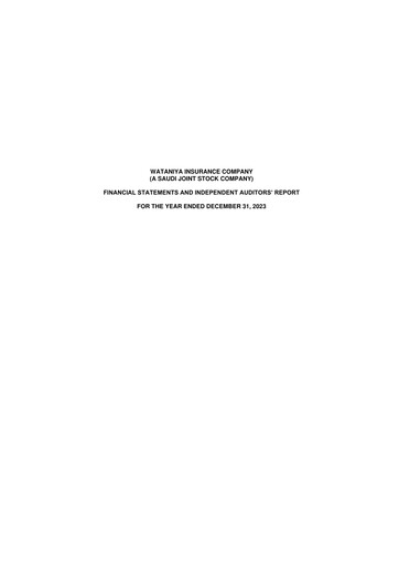 Thumbnail Wataniya Insurance Company Financial Statement 2023
