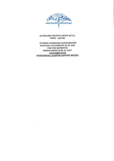 Thumbnail Al Khaleej Takaful Insurance Company Financial Statement 2017-h1