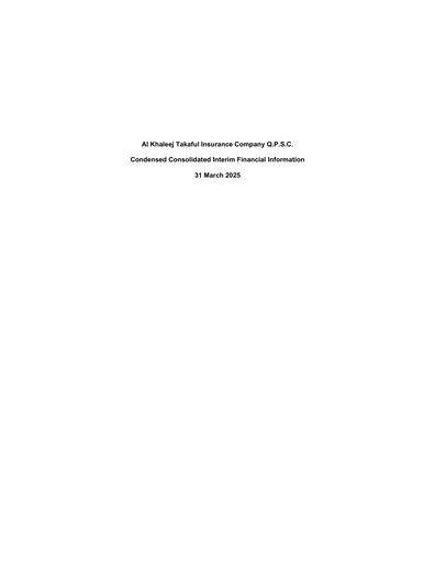 Vorschaubild Al Khaleej Takaful Insurance Company Finanzmitteilung 2025-q1