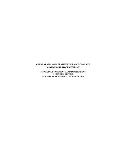 Thumbnail Chubb Arabia Cooperative Insurance Company Financial Statement 2020