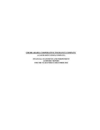 Thumbnail Chubb Arabia Cooperative Insurance Company Financial Statement 2022