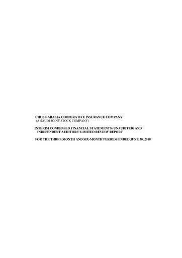 Thumbnail Chubb Arabia Cooperative Insurance Company Quarterly Report 2018-q2