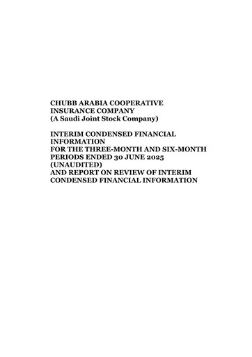 Thumbnail Chubb Arabia Cooperative Insurance Company Quarterly Report 2025-q2