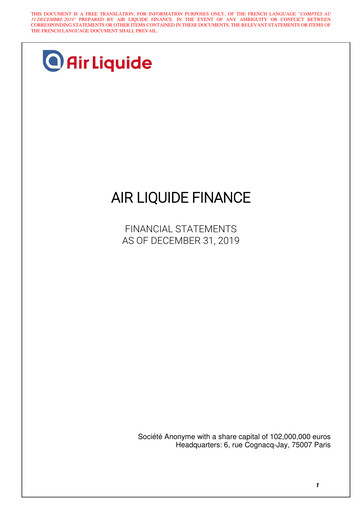 Miniature Air Liquide Bilan financier 2019