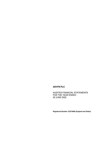 Thumbnail ADVFN Annual Report 2022