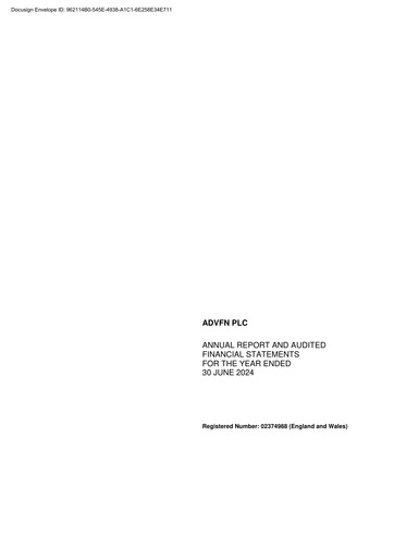 Thumbnail ADVFN Annual Report 2024