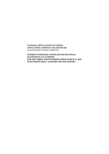 Miniature National Metal Manufacturing and Casting Bilan financier 2026-q1