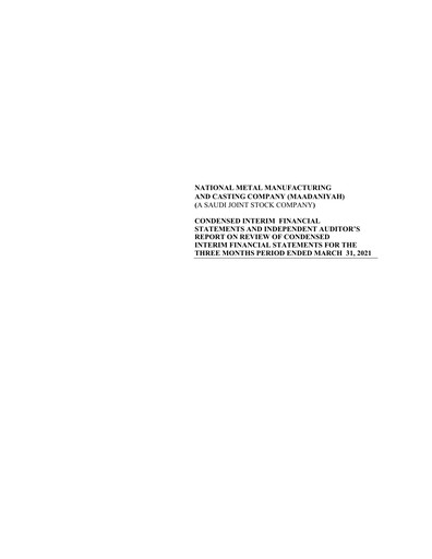 Thumbnail National Metal Manufacturing and Casting Quarterly Report 2021-q1