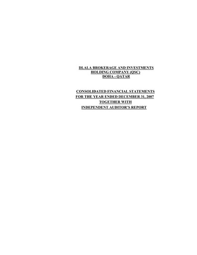 Thumbnail Dlala Brokerage and Investment Holding Company Financial Statement 2007