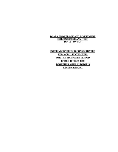 Thumbnail Dlala Brokerage and Investment Holding Company Financial Statement 2008-h1