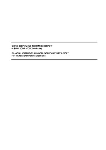 Thumbnail United Cooperative Assurance Company Financial Statement 2012