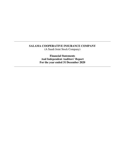 Vorschaubild Salama Cooperative Insurance Company Finanzmitteilung 2020