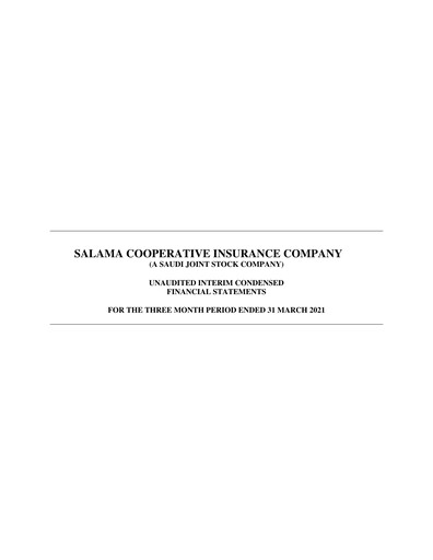 Vorschaubild Salama Cooperative Insurance Company Quartalsbericht 2021-q1