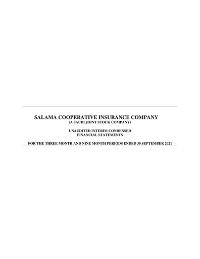 Vorschaubild Salama Cooperative Insurance Company Quartalsbericht 2021-q3