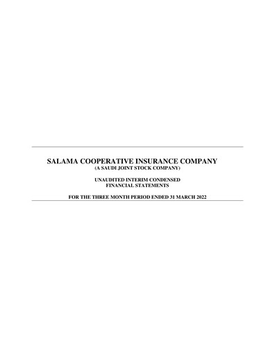 Vorschaubild Salama Cooperative Insurance Company Quartalsbericht 2022-q1