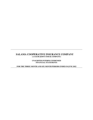 Vorschaubild Salama Cooperative Insurance Company Quartalsbericht 2022-q2