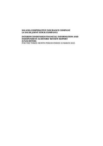 Vorschaubild Salama Cooperative Insurance Company Quartalsbericht 2025-q1