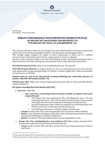 Vorschaubild Pernod Ricard Quartalsbericht 2024-q3