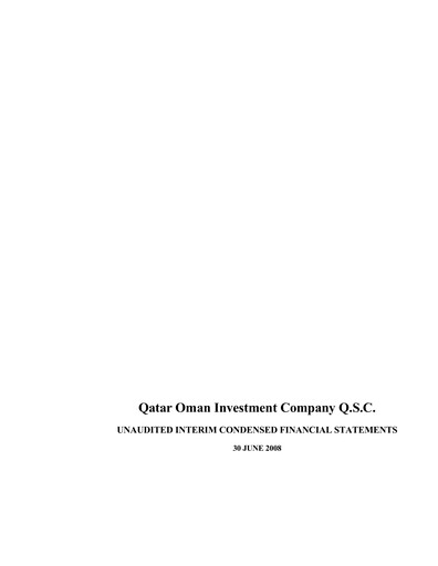Thumbnail Qatar Oman Investment Company Financial Statement 2008-h1