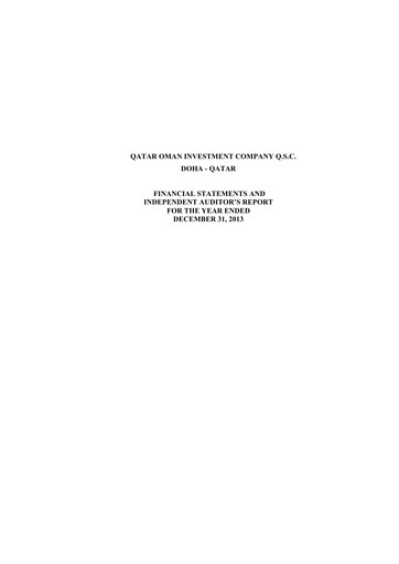Thumbnail Qatar Oman Investment Company Financial Statement 2013