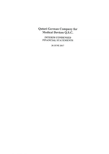 Thumbnail Qatari German Company for Medical Devices Financial Statement 2017-h1
