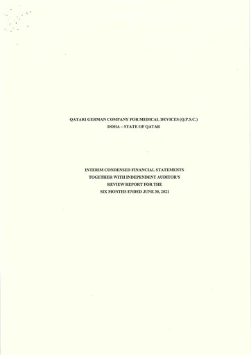 Thumbnail Qatari German Company for Medical Devices Financial Statement 2021-h1