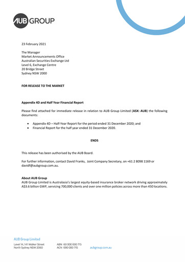 Miniature AUB Group Rapport semestriel 2021-h1