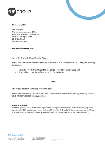 Miniature AUB Group Rapport semestriel 2022-h1