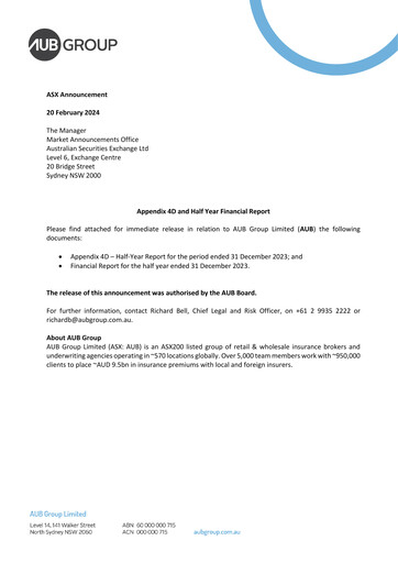 Miniature AUB Group Rapport semestriel 2024-h1