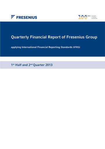 Thumbnail Fresenius Half-year Report 2013-h1