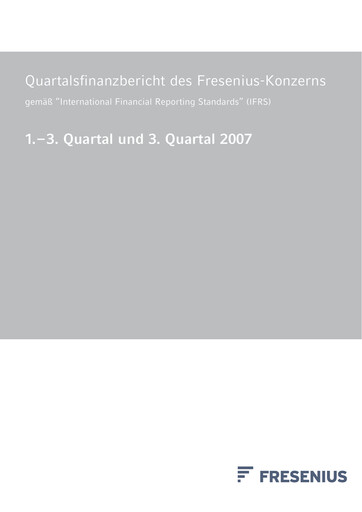 Thumbnail Fresenius Quarterly Report 2007-q3
