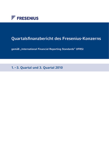 Thumbnail Fresenius Quarterly Report 2010-q3