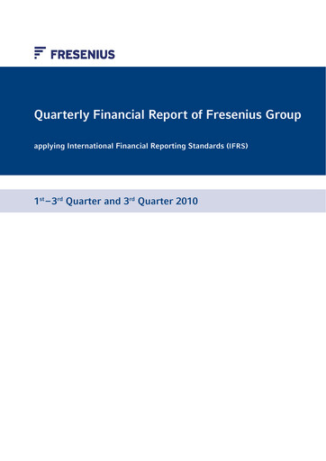 Thumbnail Fresenius Quarterly Report 2010-q3