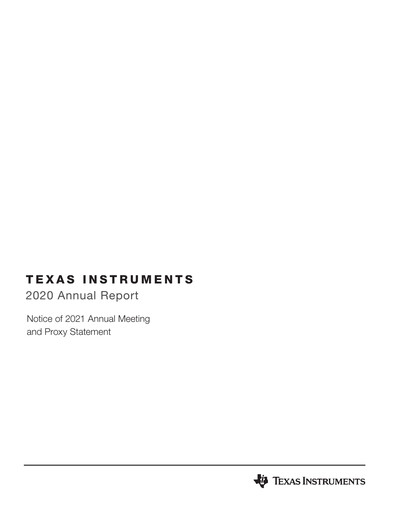 Miniature Texas Instruments Rapport annuel 2020