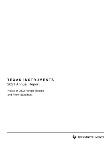 Miniature Texas Instruments Rapport annuel 2021
