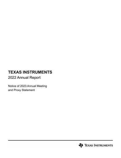 Miniature Texas Instruments Rapport annuel 2022
