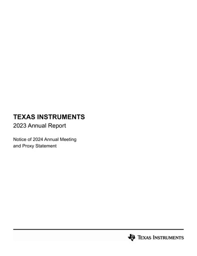 Miniature Texas Instruments Rapport annuel 2023