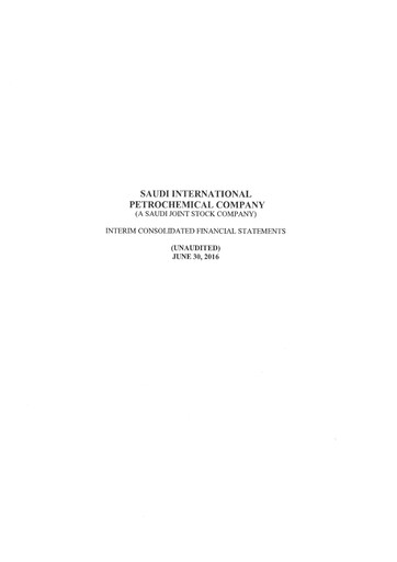 Thumbnail Saudi International Petrochemical Company (Sipchem) Financial Statement 2016-h1