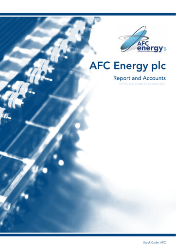 Miniature AFC Energy Rapport annuel 2011