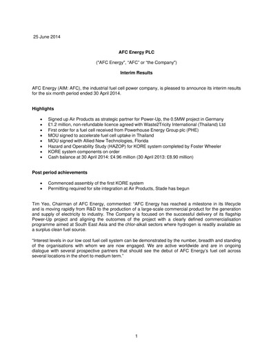 Vorschaubild AFC Energy Halbjahresbericht 2014-h1