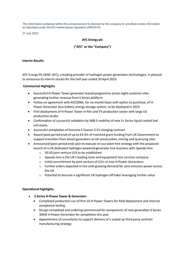 Vorschaubild AFC Energy Halbjahresbericht 2023-h1