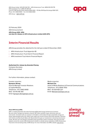 Miniature APA Group Rapport semestriel 2024-h1