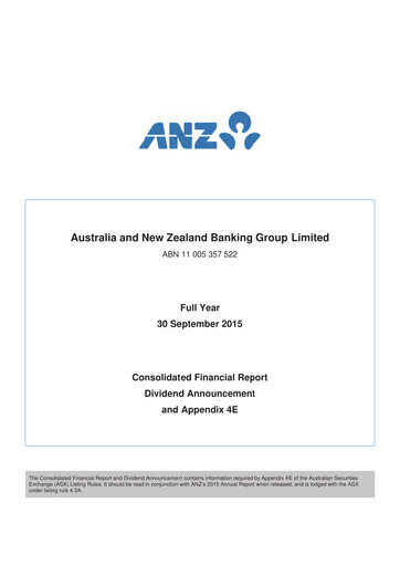 Thumbnail ANZ Bank Financial Statement 2015