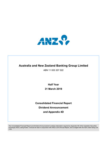 Miniature ANZ Bank Rapport semestriel 2019-h1