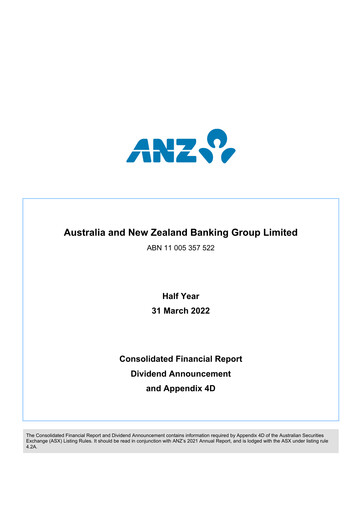 Miniature ANZ Bank Rapport semestriel 2022-h1