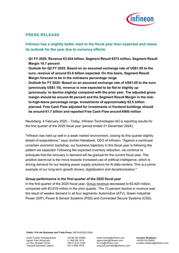 Miniature Infineon Bilan financier 2025-q1