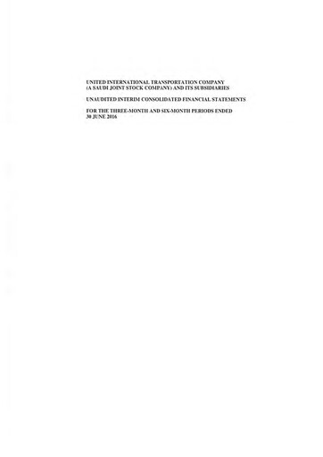 Thumbnail Budget Saudi (United International Transportation Company) Financial Statement 2016-h1