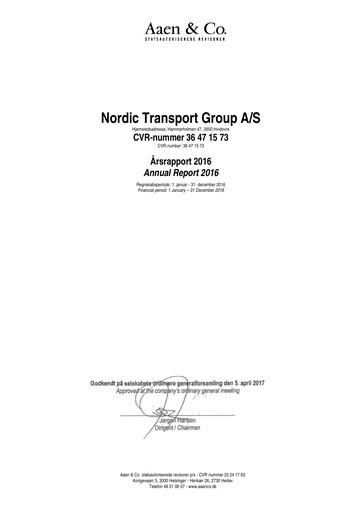 Thumbnail NTG Nordic Transport Group A/S Annual Report 2016