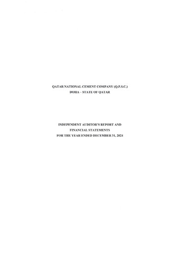Thumbnail Qatar National Cement Company Financial Statement 2024